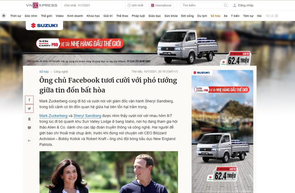 quảng cáo page take over của suzuki