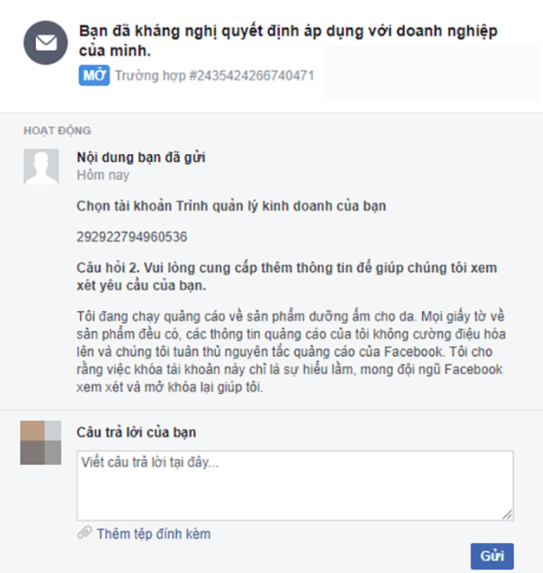 “Cung cấp thêm thông tin để giúp chúng tôi xem xét yêu cầu của bạn”,