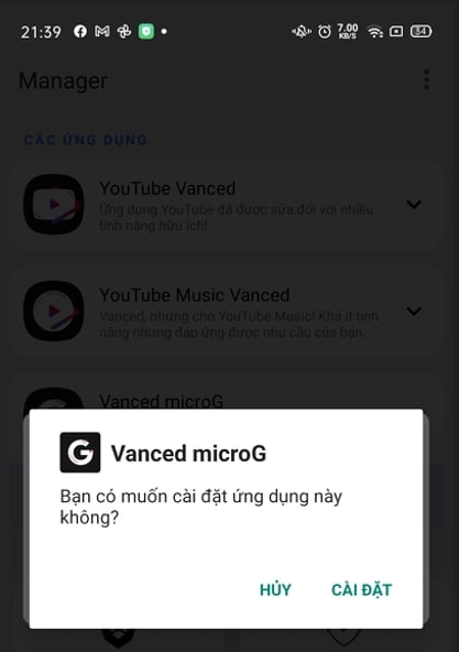 cài đặt vanced microG