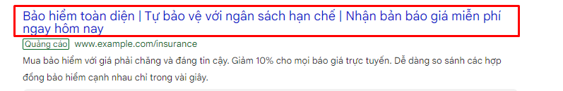 Dòng tiêu đề của quảng cáo văn bản