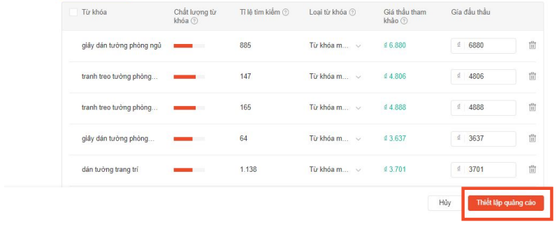 Thiết lập quảng cáo Shopee H 17