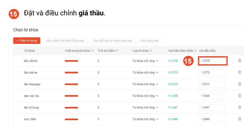 thiết lập quảng cáo shopee 15
