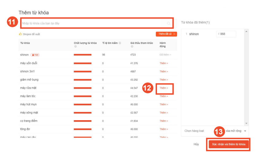 thiết lập quảng cáo shopee H11