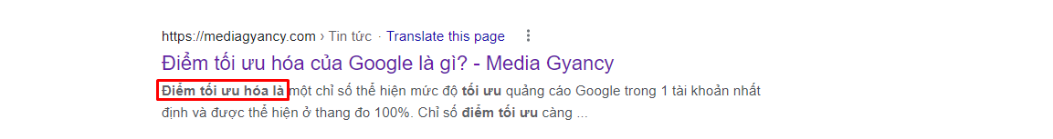 thẻ mô tả cần chứa keyword