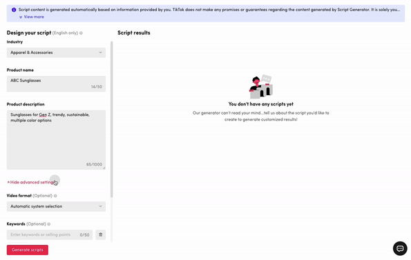 Công cụ AI TikTok Script Generator - 1