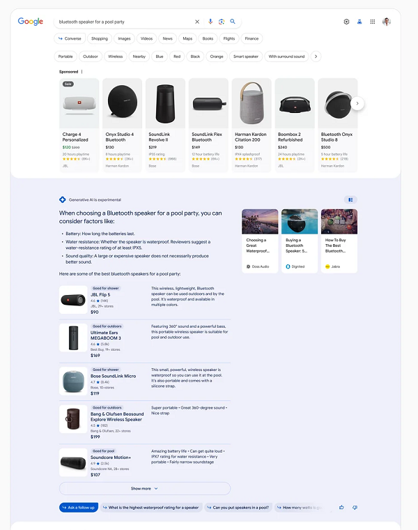 google ai search lab (2) shopping section