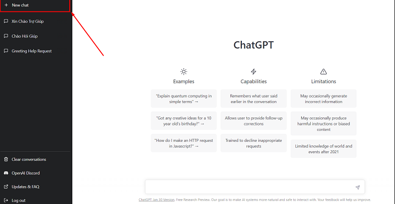 Mục “New chat”