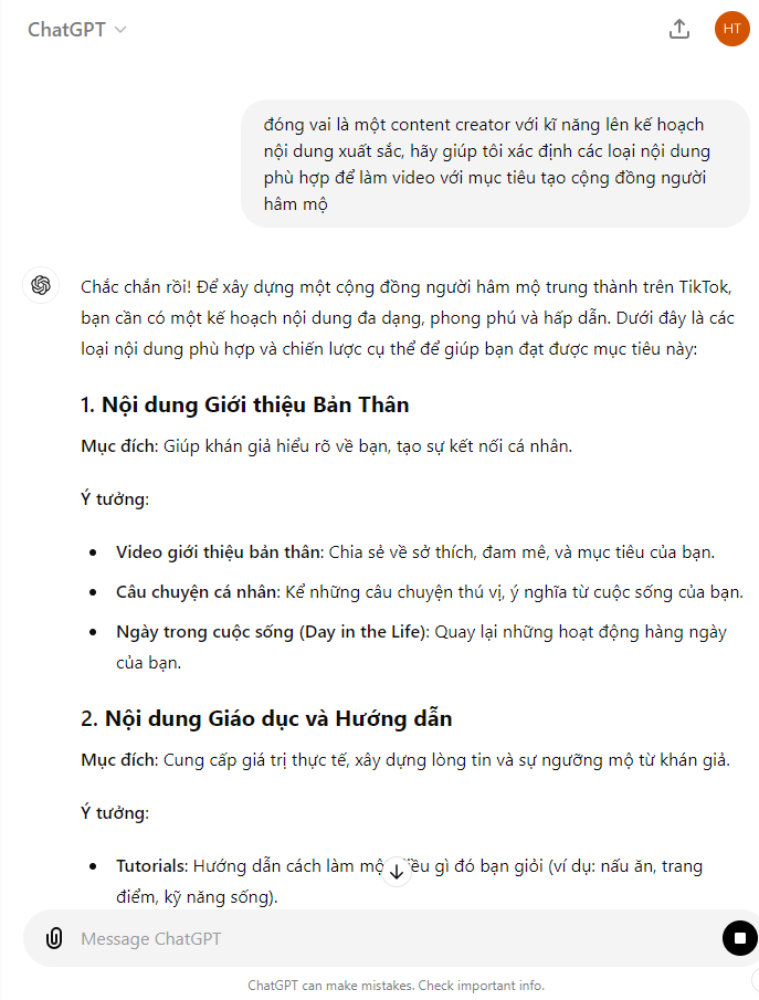 ChatGPT giúp bạn lên kế hoạch nội dung rất nhanh chóng