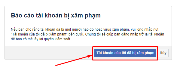 Báo cáo tài khoản bị hack