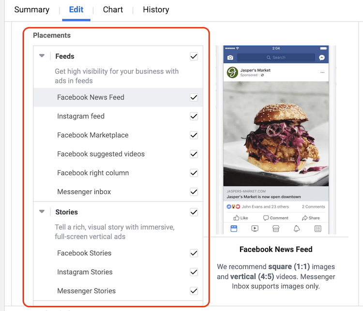 hãy tắt bớt những placement của facebook trong quá trình tối ưu ads